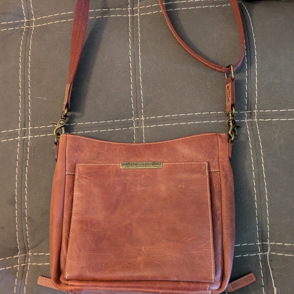 Brown Leather Crossbody Bag with Distressed Finish